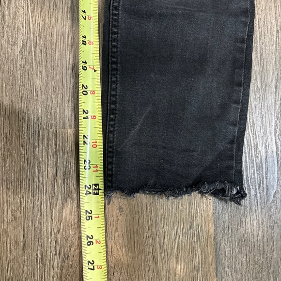Free People Jeans Womens 29 Black Straight Crop Raw Hem Denim - Picture 7 of 7